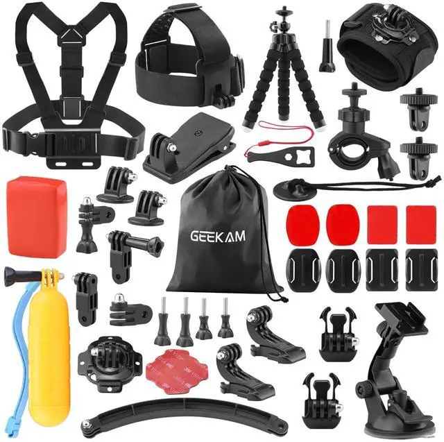 Main image of Action Camera Accessories Kit - Compatible for GoPro, AKASO, Campark, Crosstour, APEMAN, COOAU, Apexcam, SJCAM, SJ4000 and Waterproof Underwater Sports Camera