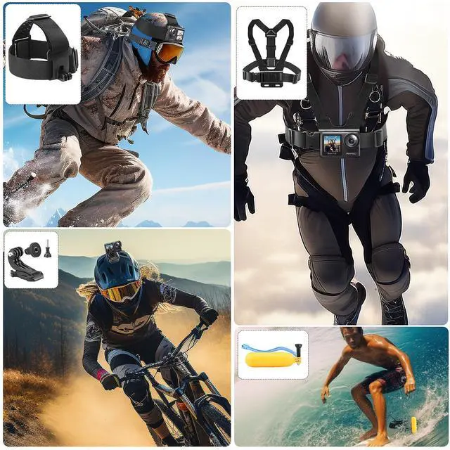 Alt view image 2 of 7 - Action Camera Accessories Kit - Compatible for GoPro, AKASO, Campark, Crosstour, APEMAN, COOAU, Apexcam, SJCAM, SJ4000 and Waterproof Underwater Sports Camera