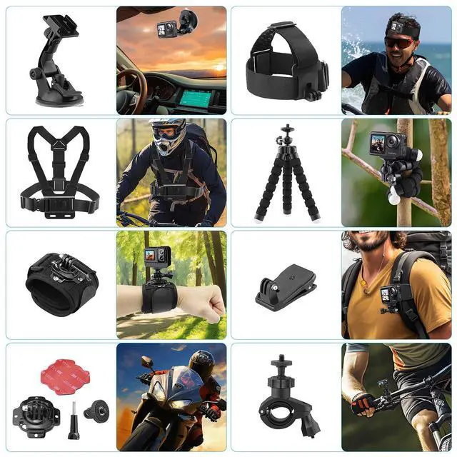 Alt view image 3 of 7 - Action Camera Accessories Kit - Compatible for GoPro, AKASO, Campark, Crosstour, APEMAN, COOAU, Apexcam, SJCAM, SJ4000 and Waterproof Underwater Sports Camera