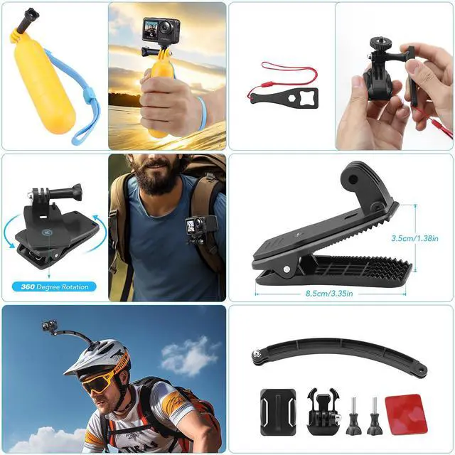 Alt view image 4 of 7 - Action Camera Accessories Kit - Compatible for GoPro, AKASO, Campark, Crosstour, APEMAN, COOAU, Apexcam, SJCAM, SJ4000 and Waterproof Underwater Sports Camera