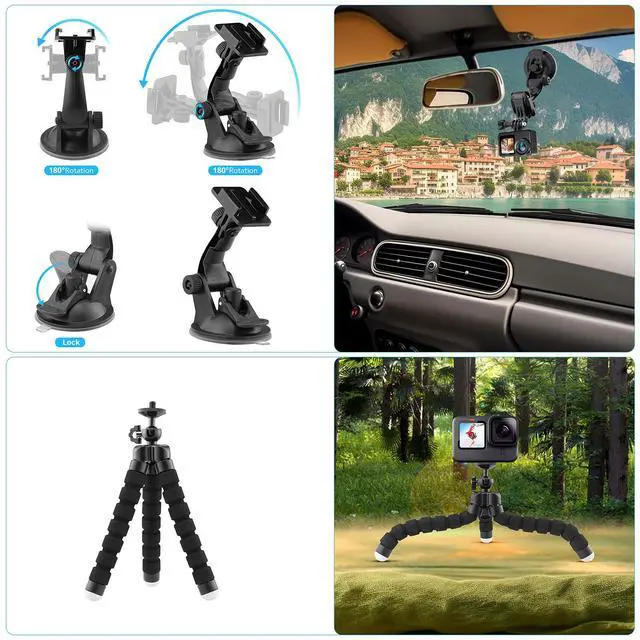 Alt view image 6 of 7 - Action Camera Accessories Kit - Compatible for GoPro, AKASO, Campark, Crosstour, APEMAN, COOAU, Apexcam, SJCAM, SJ4000 and Waterproof Underwater Sports Camera