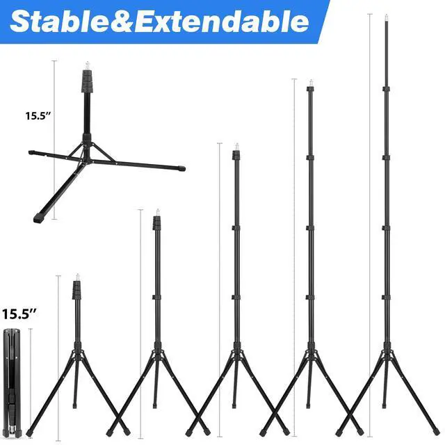 Alt view image 3 of 7 - 67-in iPad Tripod Stand, 360 Rotating Tablet Mount & Phone Holder, Compatible with 9.9-15.7 Inches Tablets