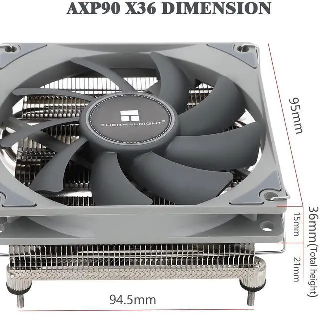 Alt view image 6 of 6 - AXP90 X36 Low Profile ITX CPU Cooler, 36mm Height, TL-9015 Slim PWM CPU Fan, Computer ITX Heatsink Cooler, for AMD:AM4 AM5/Intel LGA1150/1151/1200/1700/1851