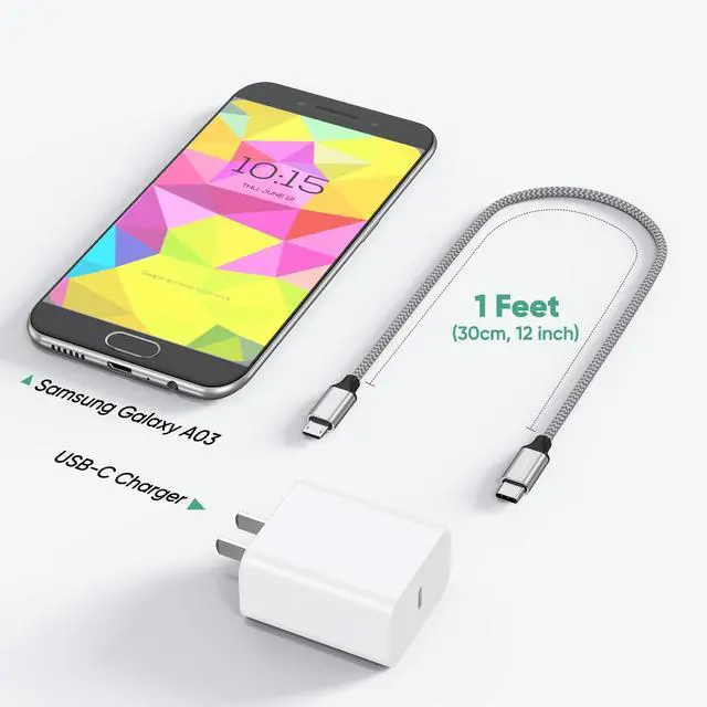 Alt view image 7 of 7 - USB C to Micro USB Cable 1ft, 16W Charging & 480Mbps Data Transfer USBC Type C to MicroUSB Cord Braided Male to Male USB-C 2.0 30.5cm for Old Android Phone Kindle PS4 Xbox One and More
