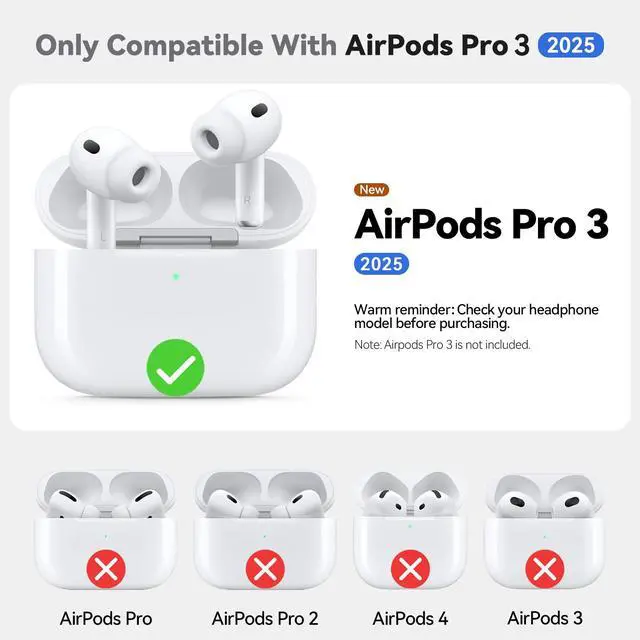Alt view image 2 of 7 - for AirPods Pro 3 Case 2025 with Cleaner Kit,Black