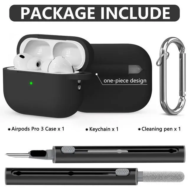 Alt view image 3 of 7 - for AirPods Pro 3 Case 2025 with Cleaner Kit,Black
