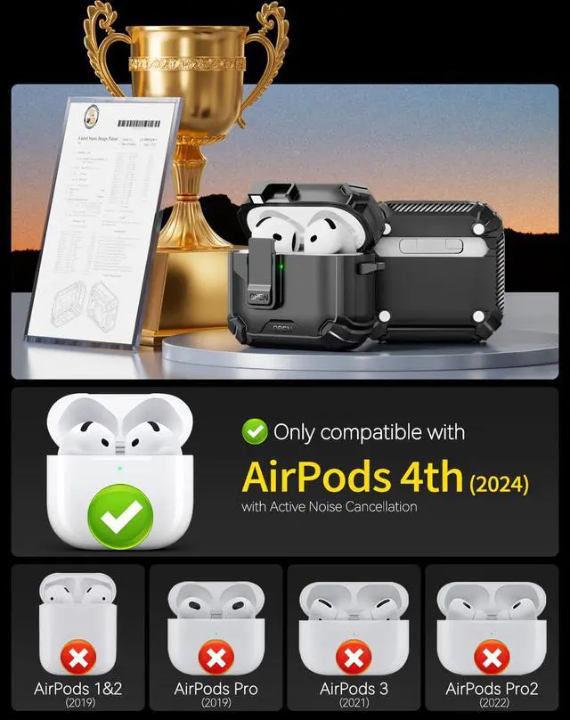 Alt view image 2 of 7 - Compatible with AirPods 4 Case (Balck)