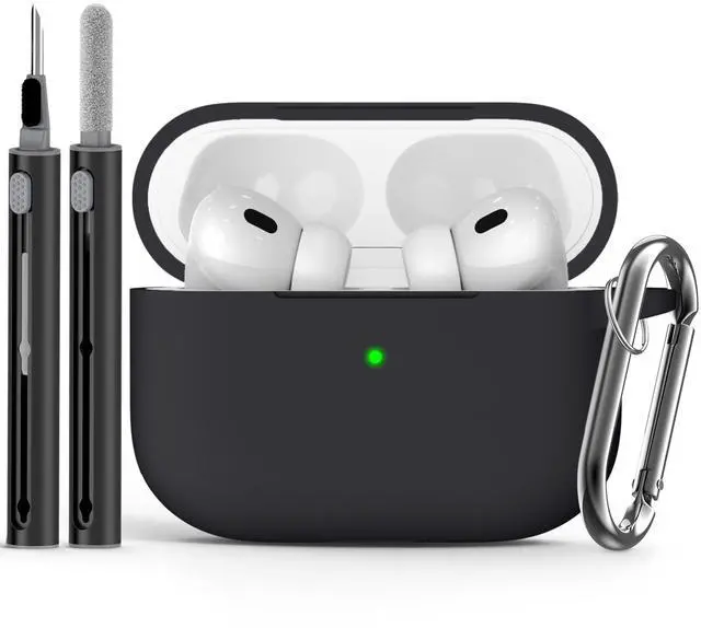 Main image of for AirPods Pro Case Cover with Cleaner Kit,Soft Silicone Protective Cover for Apple AirPod Pro 2nd/1st Generation Case for Women Men,AirPods Pro 2/Pro Case Accessories with Keychain-Black