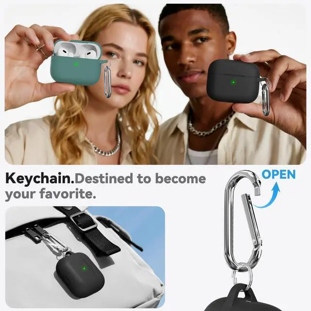 Alt view image 6 of 7 - for AirPods Pro Case Cover with Cleaner Kit,Soft Silicone Protective Cover for Apple AirPod Pro 2nd/1st Generation Case for Women Men,AirPods Pro 2/Pro Case Accessories with Keychain-Black