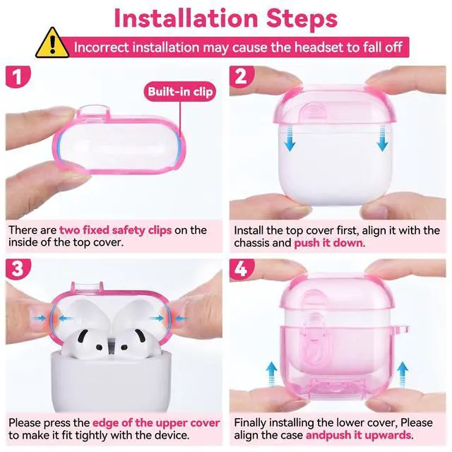Alt view image 3 of 7 - for AirPods 4 Case 2024 with Safety Lock,Clear Pink