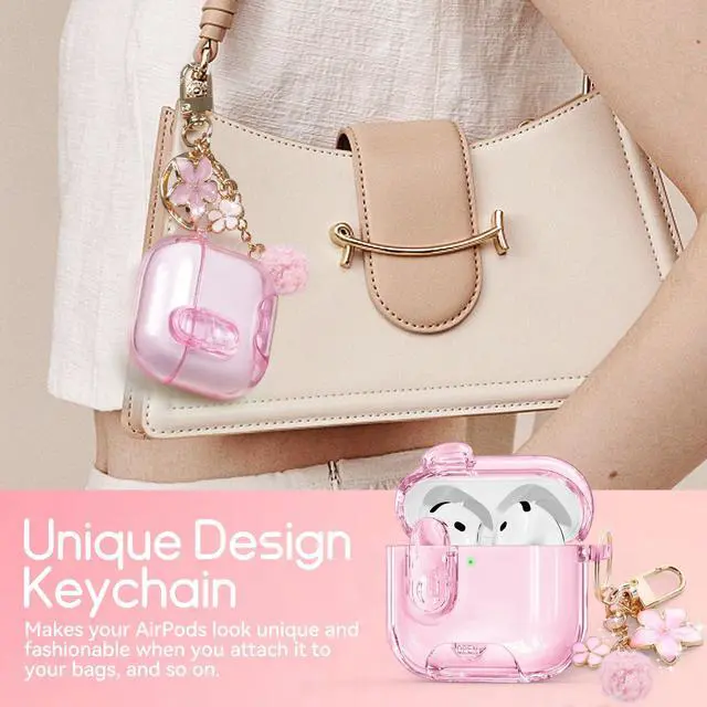 Alt view image 6 of 7 - for AirPods 4 Case 2024 with Safety Lock,Clear Pink