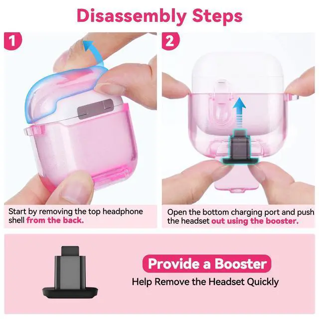 Alt view image 4 of 7 - for AirPods 4 Case 2024 with Safety Lock,Clear Pink