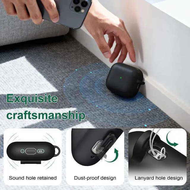 Alt view image 6 of 7 - for AirPods Pro 3 Case Soft Silicone Protective Cover, Black