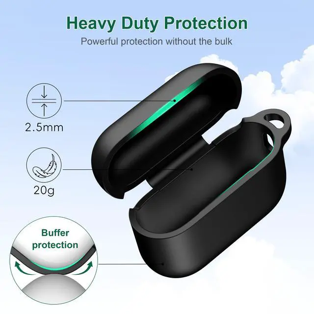 Alt view image 7 of 7 - for AirPods Pro 3 Case Soft Silicone Protective Cover, Black
