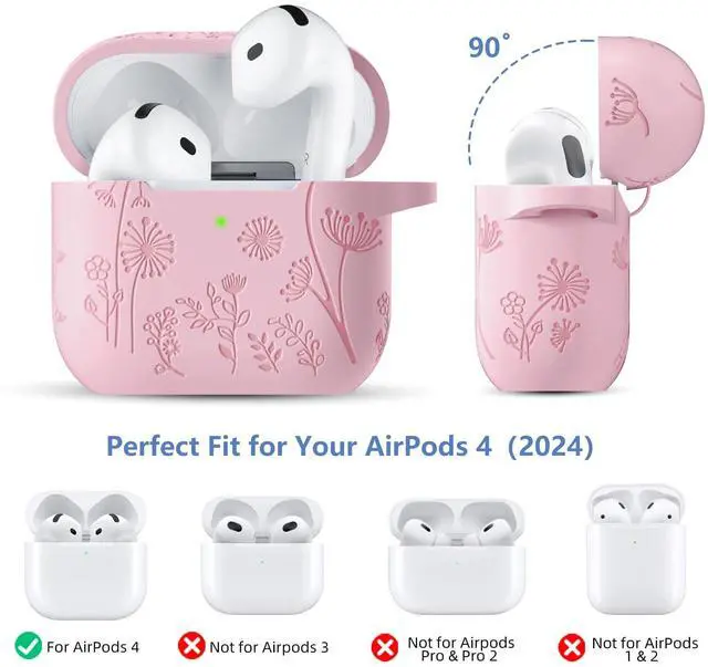 Alt view image 4 of 6 - for AirPods 4 Case with Cleaner Kit & Keychain, Pink