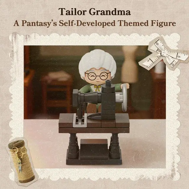 Alt view image 6 of 7 - Retro Building Set, Vintage Hand Crank Sewing Machine Brick Model, Collectible with Functional Gear Linkage, Hidden Mini Tailor Shop Scene, Adult Display and Desk Decor Gift