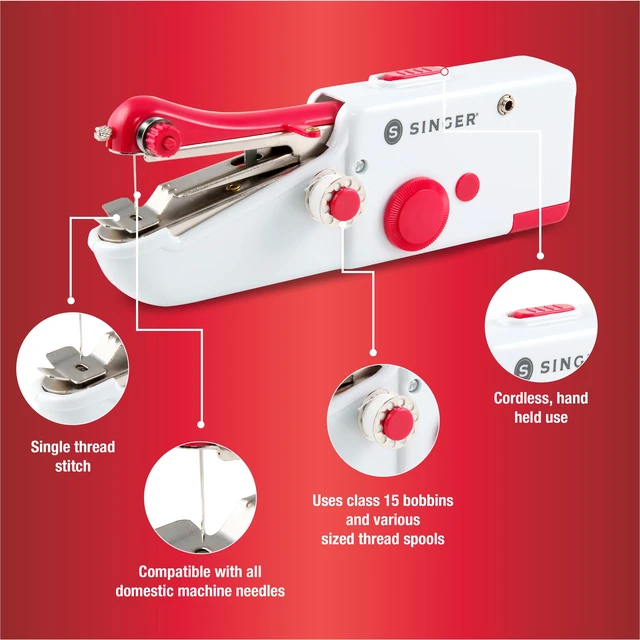 Alt view image 4 of 7 - Stitch Sew Quick Portable Handheld Cordless Mending Machine | Cordless handheld mending machine for fast repairs on curtains, bedding and clothes; single-thread, includes bobbins/needles