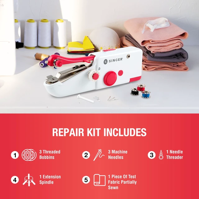 Alt view image 7 of 7 - Stitch Sew Quick Portable Handheld Cordless Mending Machine | Cordless handheld mending machine for fast repairs on curtains, bedding and clothes; single-thread, includes bobbins/needles