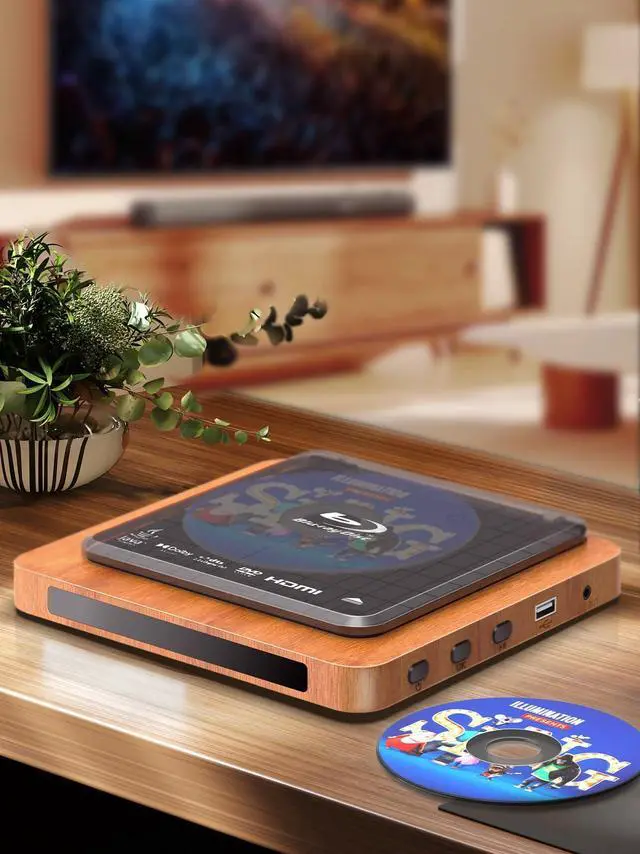 Alt view image 2 of 7 - Blu-ray Player with HDMI/AV Cables & Remote, Dolby Audio/DTS 1080P | Plays Blu-ray A1, DVDs Region 1 (PAL) Support USB, Retro Design, Includes Remote & Cables
