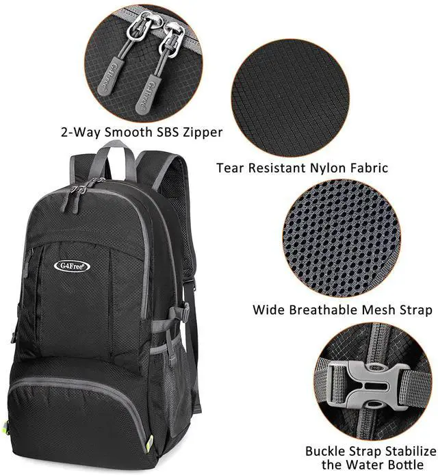 Alt view image 5 of 7 - 40L Lightweight Packable Hiking Backpack, Waterproof Travel Daypack