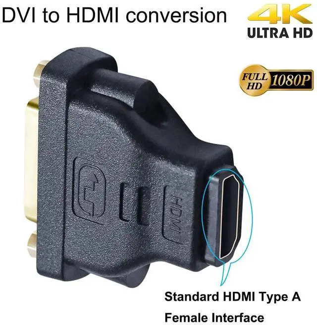 Alt view image 3 of 7 - DVI Female to HDMI Female Adapter HDMI to DVI-I Converter Bi-Directional 24+5 Port 4K 1080p Video for Computer Monitor PC TV Box Home Cinema Display