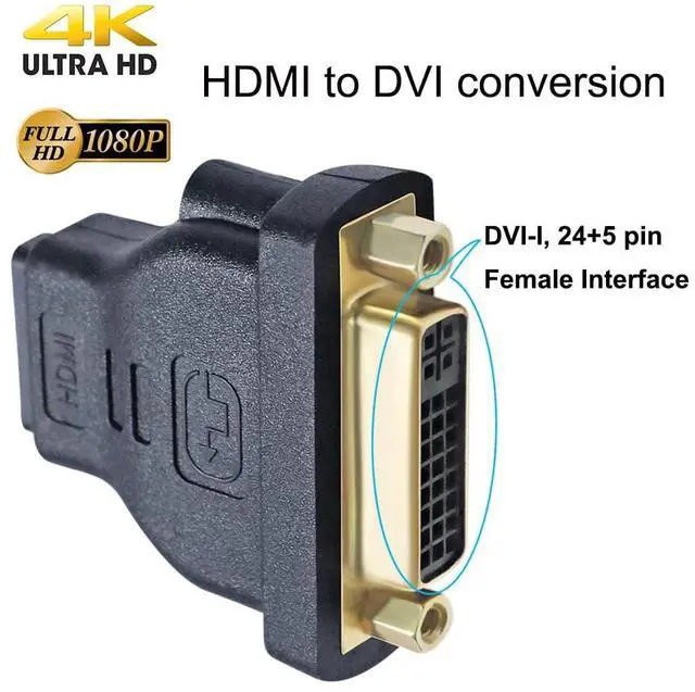 Alt view image 4 of 7 - DVI Female to HDMI Female Adapter HDMI to DVI-I Converter Bi-Directional 24+5 Port 4K 1080p Video for Computer Monitor PC TV Box Home Cinema Display