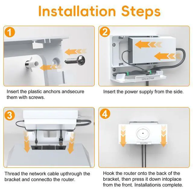Alt view image 6 of 7 - for Starlink Gen 3 Router Mount, 2 in 1 Wall Holder for Starlink V3 Mesh Router and Power Supply Mounting Kit, Star Link Internet Kit Satellite, Signal Integrity Space Saving Desk Bracket