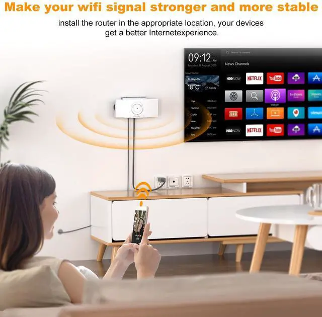 Alt view image 4 of 7 - for Starlink Gen 3 Router Mount, 2 in 1 Wall Holder for Starlink V3 Mesh Router and Power Supply Mounting Kit, Star Link Internet Kit Satellite, Signal Integrity Space Saving Desk Bracket