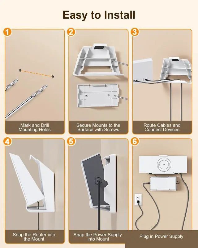 Alt view image 4 of 7 - Starlink Standard 4X/V3 Gen 3 Router Wall Mount and Standard Power Supply Mount Kit; V3 Dish ABS Mounting Bracket Kit, Starlink Accessories for RV, Truck, Vehicle, Office