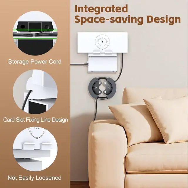 Alt view image 4 of 7 - Starlink Mount, Standard Router 3 Wall Mount with Cable Caddy | 2-in1 Holder with Cable Caddy, Wall Mount Kit for Starlink Router 3 and Power Supply