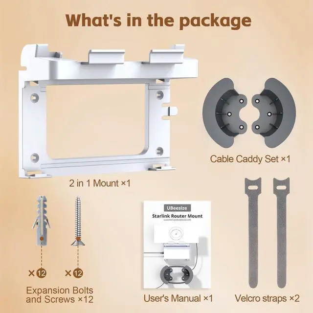 Alt view image 7 of 7 - Starlink Mount, Standard Router 3 Wall Mount with Cable Caddy | 2-in1 Holder with Cable Caddy, Wall Mount Kit for Starlink Router 3 and Power Supply