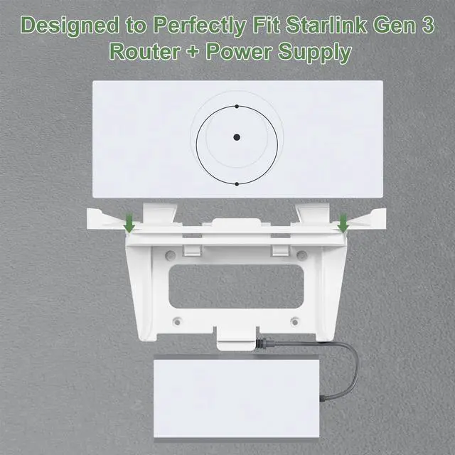 Alt view image 5 of 7 - Starlink Gen 3 Router Wall Mount - Cable Management & Power Supply Holder | Supports 15 lbs, ventilation slots prevent overheating. Fits V3 router + power adapter. Drill bit, screws & anchors included