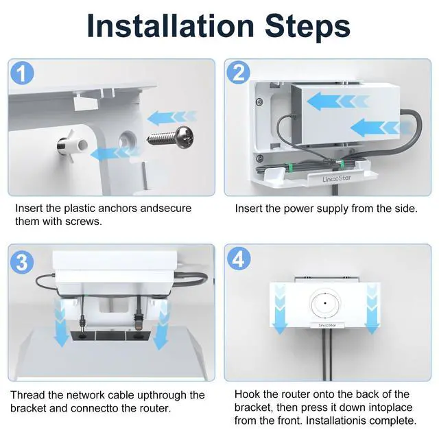 Alt view image 5 of 7 - for Starlink Gen 3 Router Mount, 2 in 1 for Starlink V3 Mesh Router Wall Mount and for Star Link V3 Power Supply Mounting Kit Accessories, Space Saving for Star Link Gen3 Standard Bracket Holder