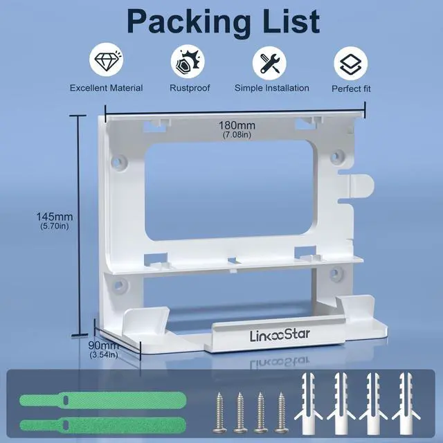 Alt view image 6 of 7 - for Starlink Gen 3 Router Mount, 2 in 1 for Starlink V3 Mesh Router Wall Mount and for Star Link V3 Power Supply Mounting Kit Accessories, Space Saving for Star Link Gen3 Standard Bracket Holder