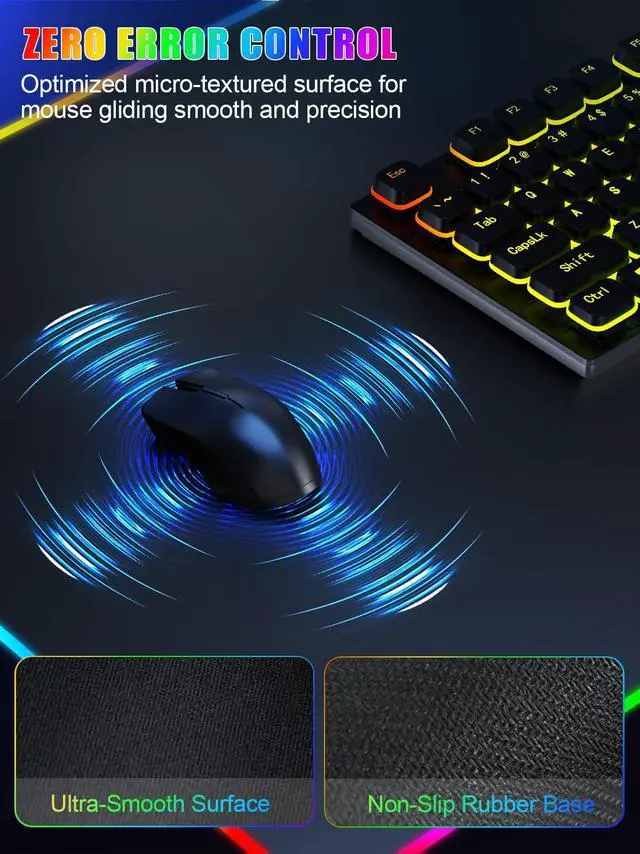 Alt view image 6 of 7 - Mouse Pad with Foldable Phone Holder & Wireless Charger, XXL RGB Gaming Mousepad 31.5"x15.8" Large Desk Mat for Keyboard, Black Desk Pad with Dual Qi Charging Station | 11 Colors 5 Modes | Waterproof