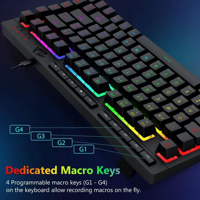 Alt view image 4 of 7 - Wired Gaming Keyboard and Mouse Combo, RGB Backlit, 75% Mini Macro Membrane Keyboard with Anti-Ghosting & Multimedia Keys + 8000 DPI Programmable Optical Mice for PC Laptop