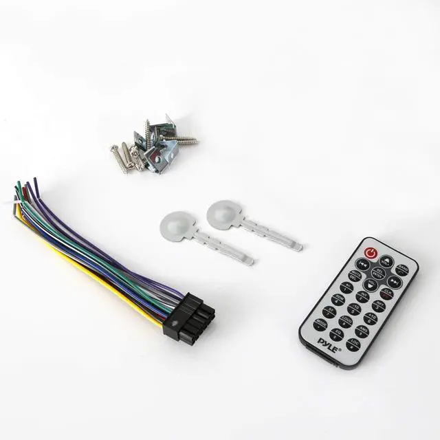 Alt view image 4 of 5 - Bluetooth Marine Receiver Stereo - 12v Single DIN Style Boat In dash Radio Receiver System with Digital LCD, RCA, MP3, USB, SD, AM FM Radio - Remote Control, Wiring Harness - PLRMR23BTW (White)