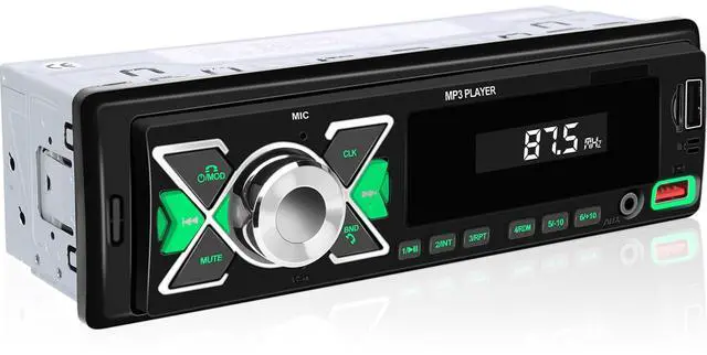 Main image of Single Din Car Stereo Bluetooth Audio Digital Media Receiver with USB Port FM Radio, MP3 Player, EQ, APP Control, Multi Color Illumination, TF Card, AUX Input, Car Radio