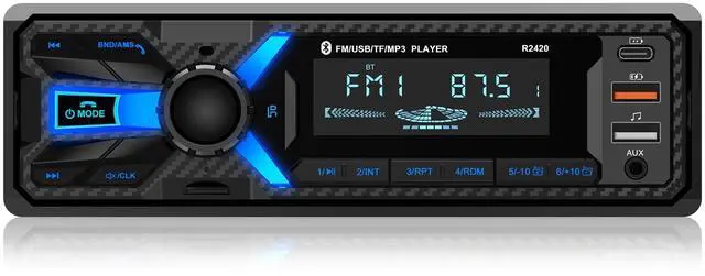 Main image of Car Radio Bluetooth with Type-C/USB Port, FM/AM Single Din Car Stereo Radio with Bluetooth Hands-Free 2 USB/AUX/SD/DSP,MP3 Player(No CD DVD Player)