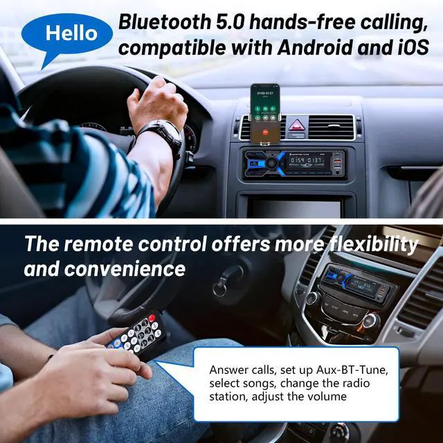 Alt view image 3 of 7 - Car Radio Bluetooth with Type-C/USB Port, FM/AM Single Din Car Stereo Radio with Bluetooth Hands-Free 2 USB/AUX/SD/DSP,MP3 Player(No CD DVD Player)