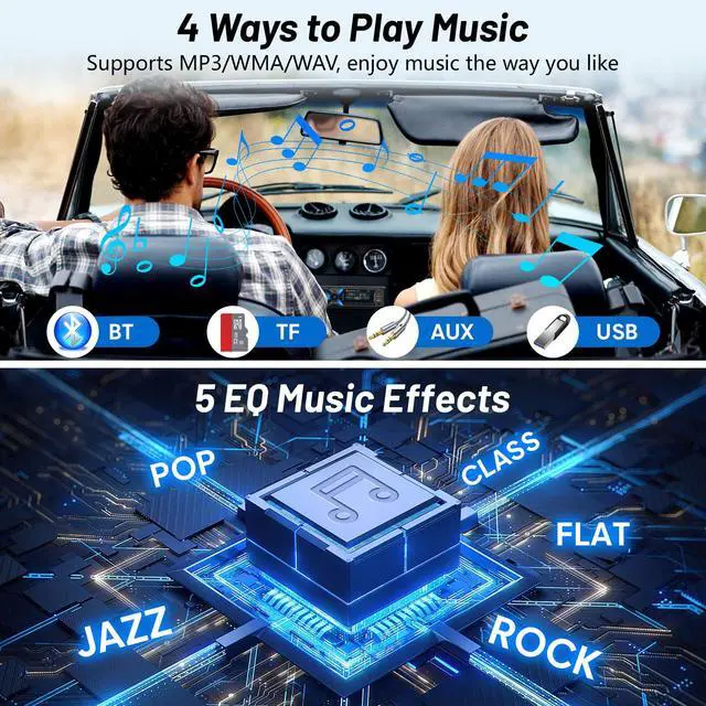 Alt view image 6 of 7 - Car Radio Bluetooth with Type-C/USB Port, FM/AM Single Din Car Stereo Radio with Bluetooth Hands-Free 2 USB/AUX/SD/DSP,MP3 Player(No CD DVD Player)