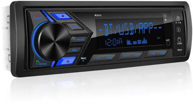 Main image of Single Din Car Stereo Bluetooth: 1-Din Car Radio Receiver - in Dash Digital Media MP3 Player LCD Display AM FM USB Fast Charging SD AUX 300W Amp Outputs