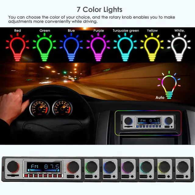 Alt view image 3 of 7 - Single din Car Stereo with Bluetooth/car Radio Bluetooth for car Hands Free Calling, Single din Radio/Radio para carro USB,SD Card Port,AUX, MP3 car Audio with Fast Charging
