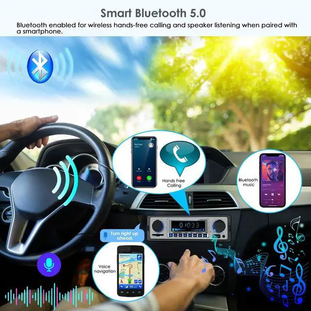 Alt view image 2 of 7 - Single din Car Stereo with Bluetooth/car Radio Bluetooth for car Hands Free Calling, Single din Radio/Radio para carro USB,SD Card Port,AUX, MP3 car Audio with Fast Charging