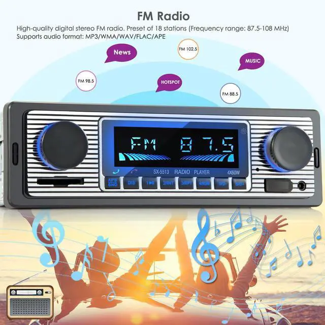 Alt view image 6 of 7 - Single din Car Stereo with Bluetooth/car Radio Bluetooth for car Hands Free Calling, Single din Radio/Radio para carro USB,SD Card Port,AUX, MP3 car Audio with Fast Charging