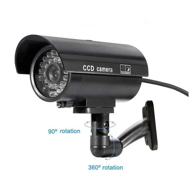 Alt view image 3 of 6 - Fake Security Camera, Dummy CCTV Surveillance System with Realistic Red Flashing Lights and Warning Sticker Indoor Outdoor Protect