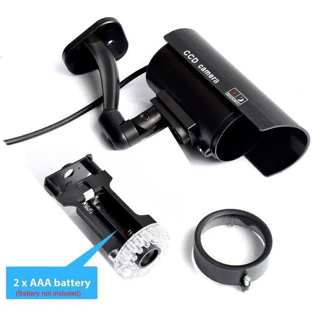 Alt view image 4 of 6 - Fake Security Camera, Dummy CCTV Surveillance System with Realistic Red Flashing Lights and Warning Sticker Indoor Outdoor Protect