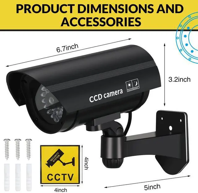 Alt view image 2 of 6 - 8 Pcs Fake Camera Dummy Security Camera with Flashing LED Light Realistic Plastic Fake Video CCTV for Indoor Outdoor Home Office Store, No Battery Included(Black)