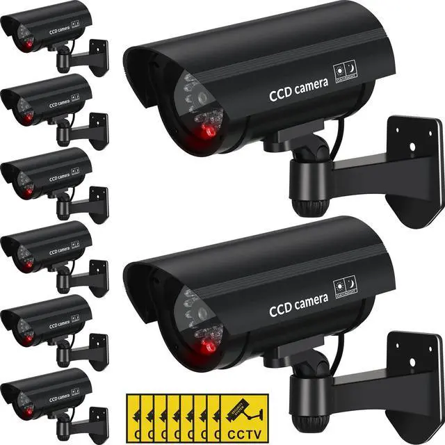 Alt view image 6 of 6 - 8 Pcs Fake Camera Dummy Security Camera with Flashing LED Light Realistic Plastic Fake Video CCTV for Indoor Outdoor Home Office Store, No Battery Included(Black)