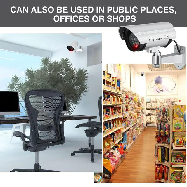 Alt view image 4 of 6 - 8 Pcs Fake Camera Dummy Security Camera with Flashing LED Light Realistic Plastic Fake Video CCTV for Indoor Outdoor Home Office Store, No Battery Included(Silver)
